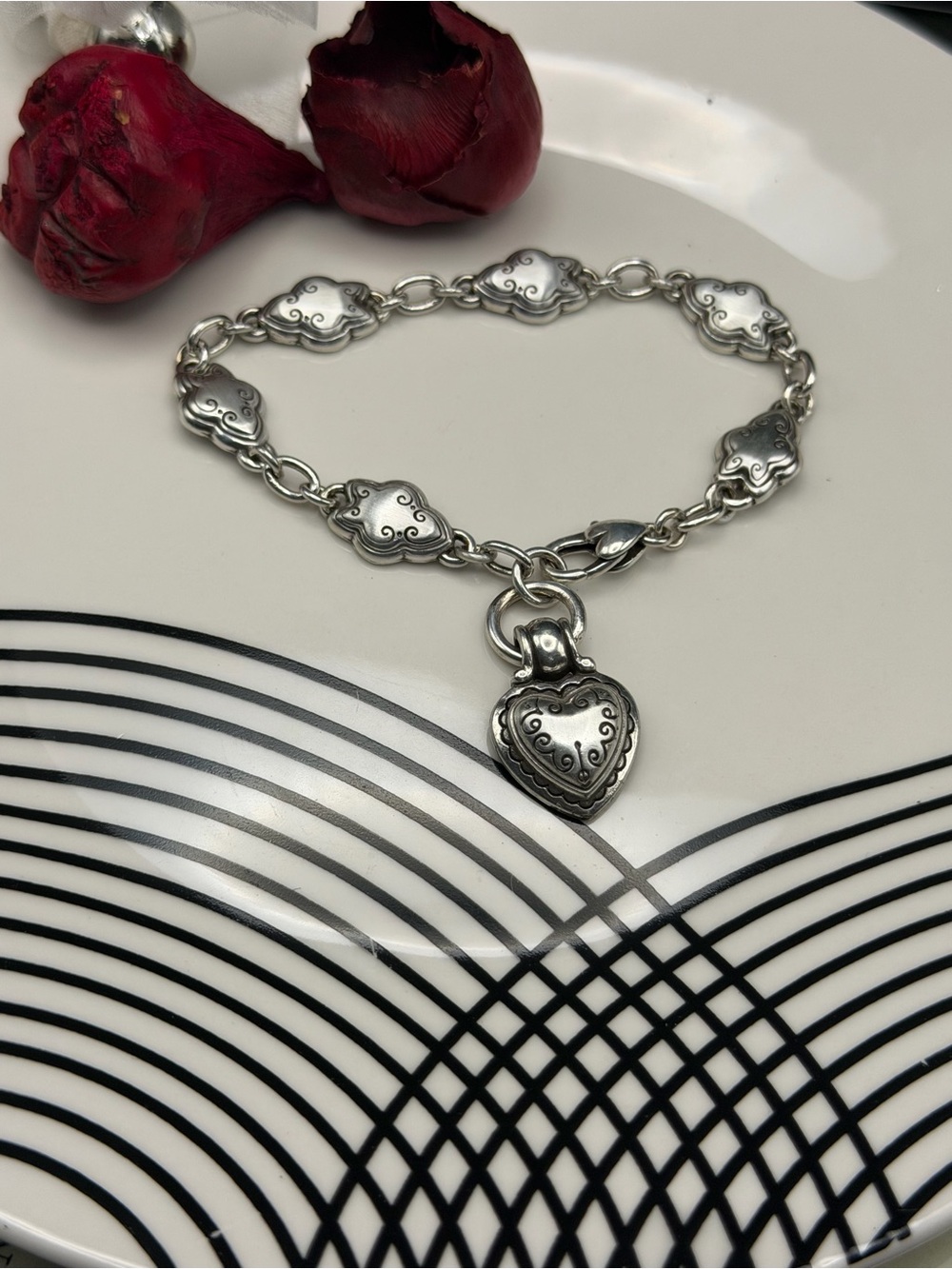 Brighton Bordeaux Heart Bracelet with Heart Charm- rare/ retired